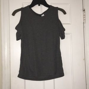Gray top with shoulder details